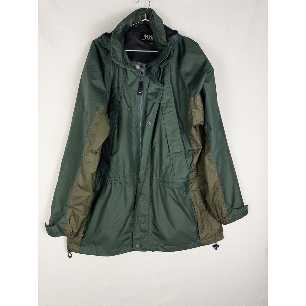 Helly Hansen HH Park Jacket Mens L Green Hooded Mesh Color Block‎ Hellytech
